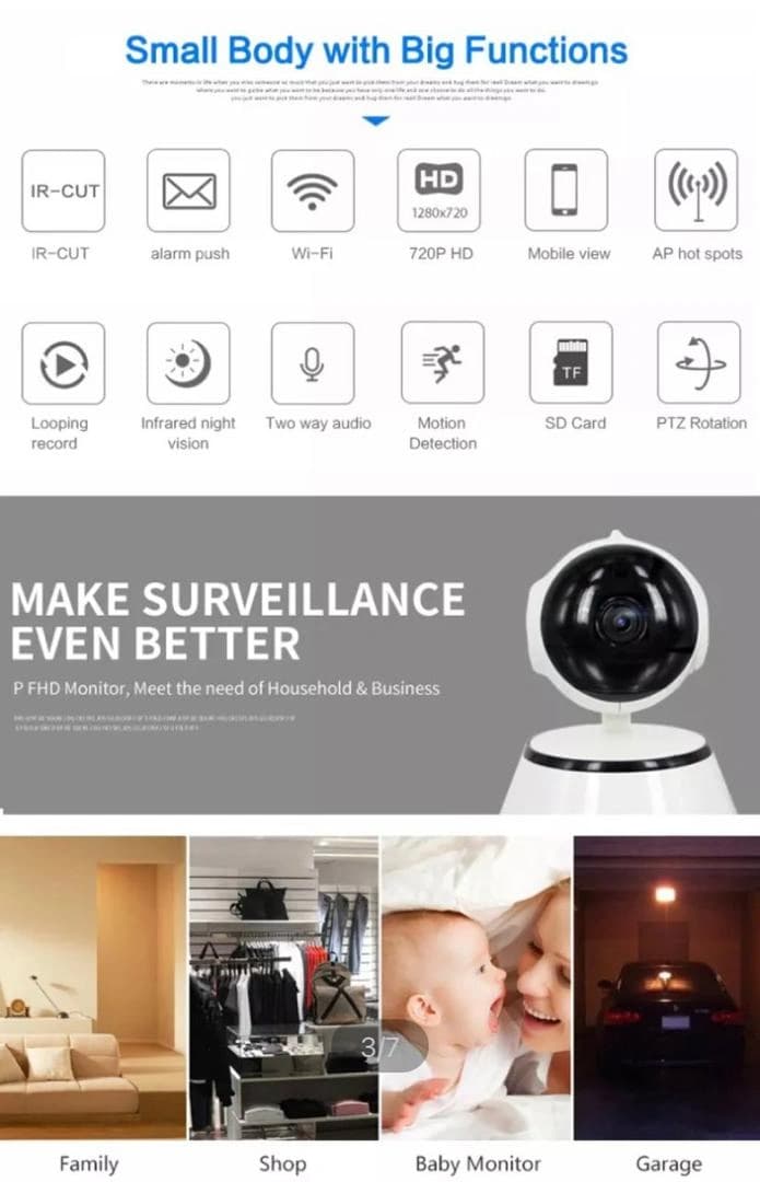 720p Wifi PTZ Indoor camera view 3