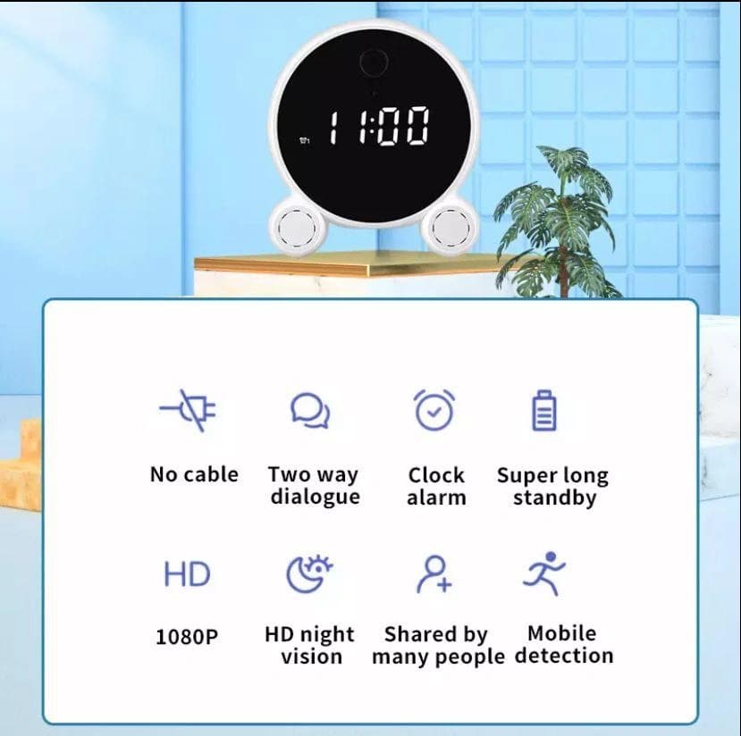 Table Clock Wifi Disguise Camera view 2