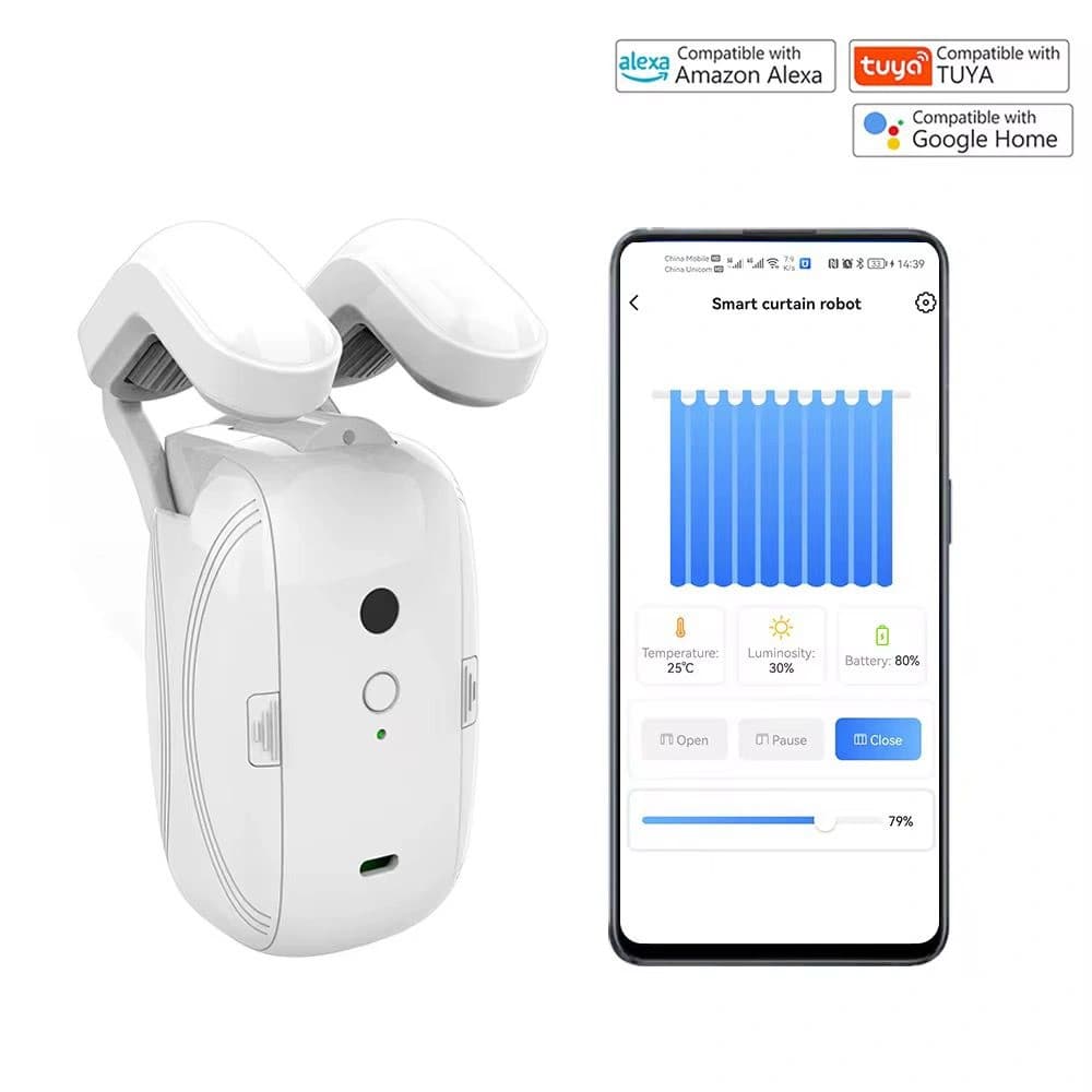 Smart Double WiFi Curtain Robot with manual remote controller (CRW2) view 2