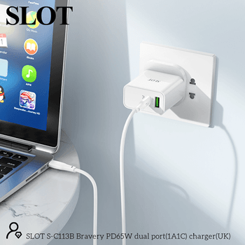 Slot C113B Bravery PD 65W Dual Port (1A1C) Charger (UK) view 4