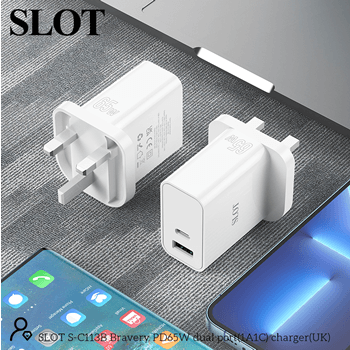 Slot C113B Bravery PD 65W Dual Port (1A1C) Charger (UK) view 5