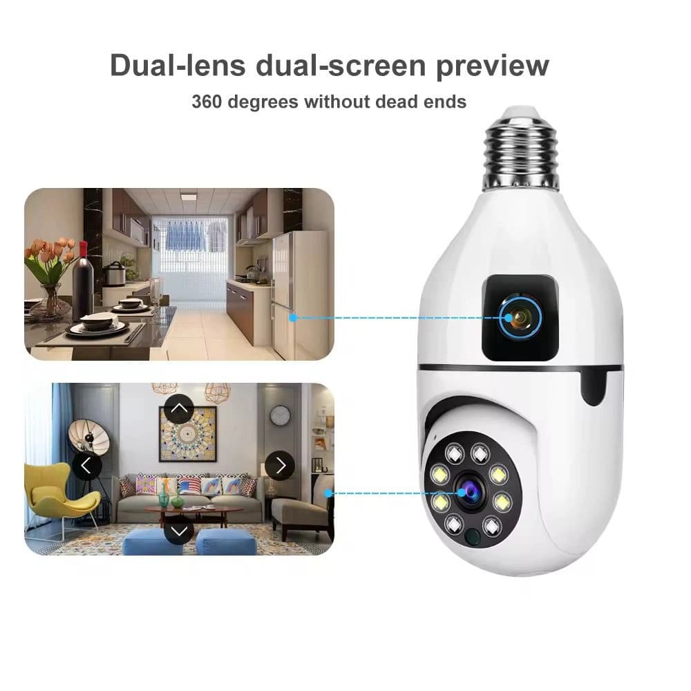 Bulb Shaped Dual Lens Security Lamp Holder Camera (LH2)